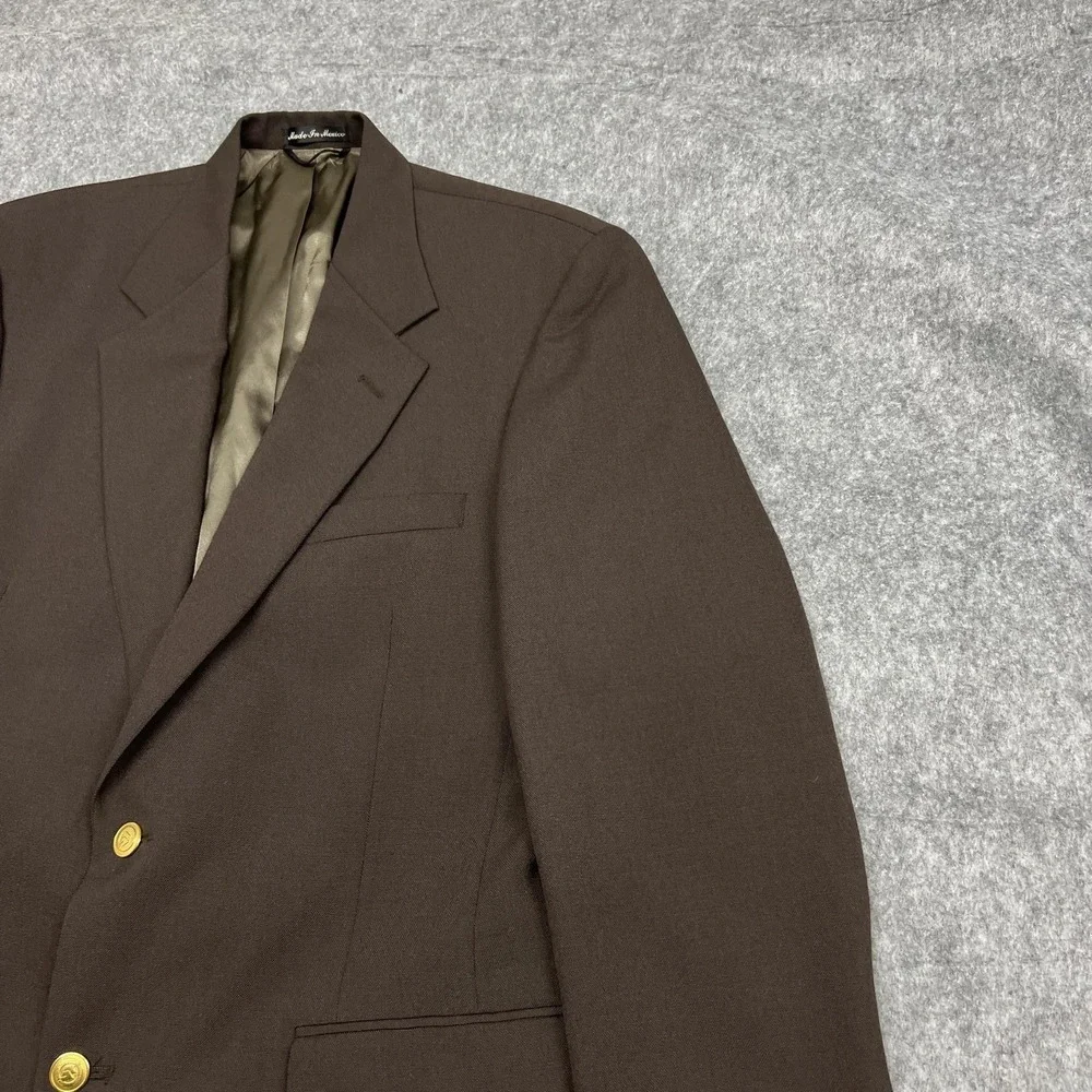Wimbledon Of England Blazer Mens 40L Brown Wool Blend Gold Button Dillards READ